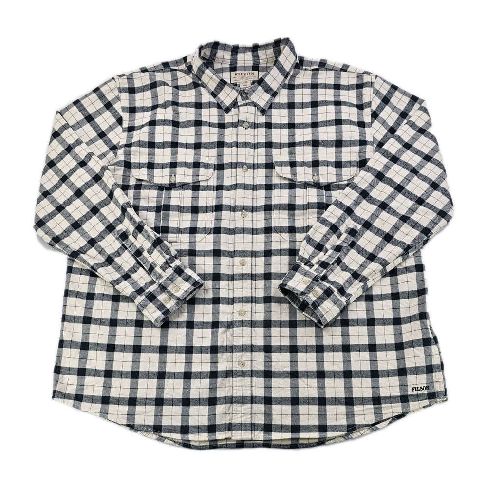 CC Filson Mens Y2K Vtg Wash Alaskan Guide Button Up XXXL Cream Black Plaid Shirt